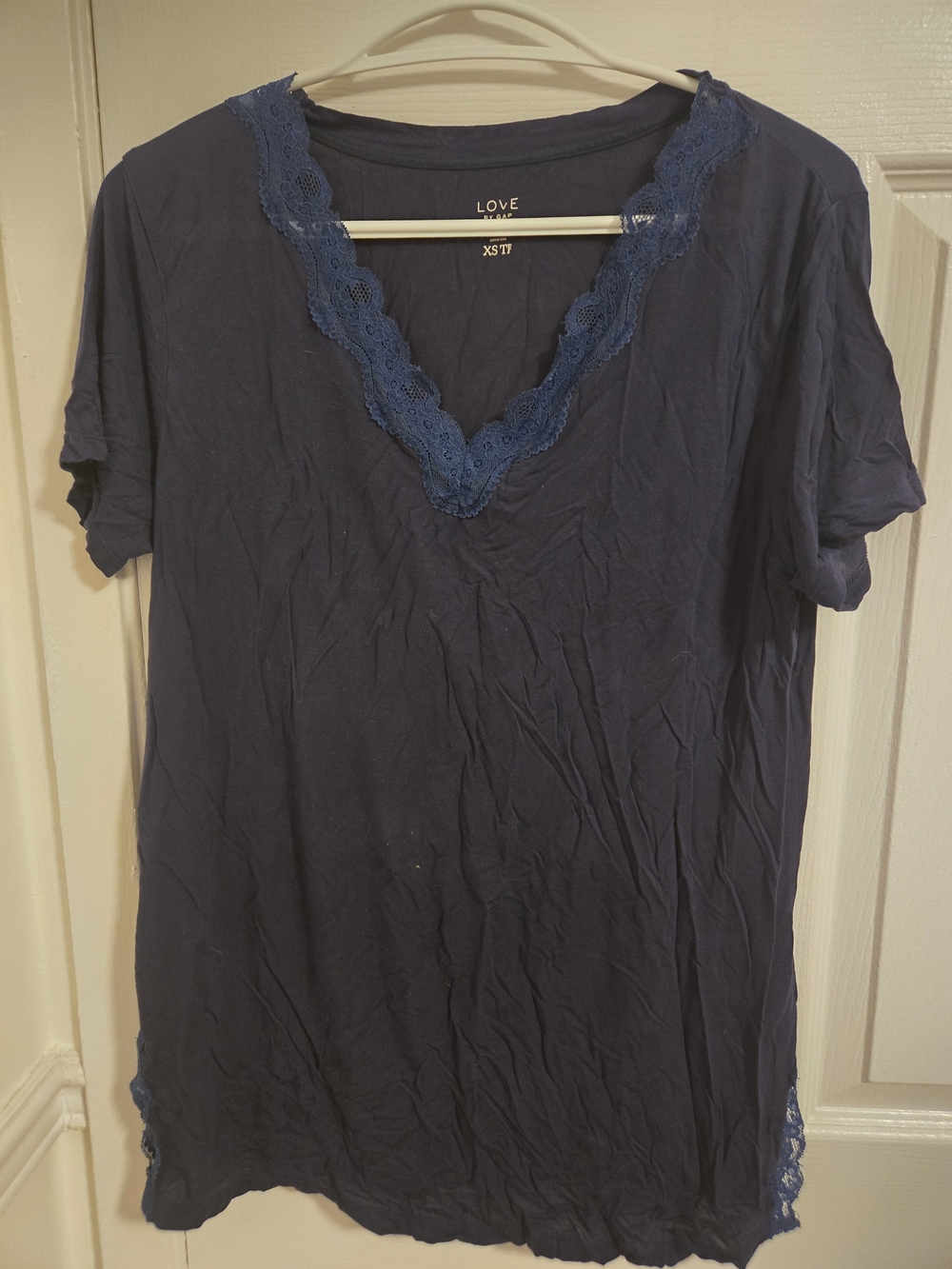 Gap Maternity Navy V-Neck Lace Trim Tee